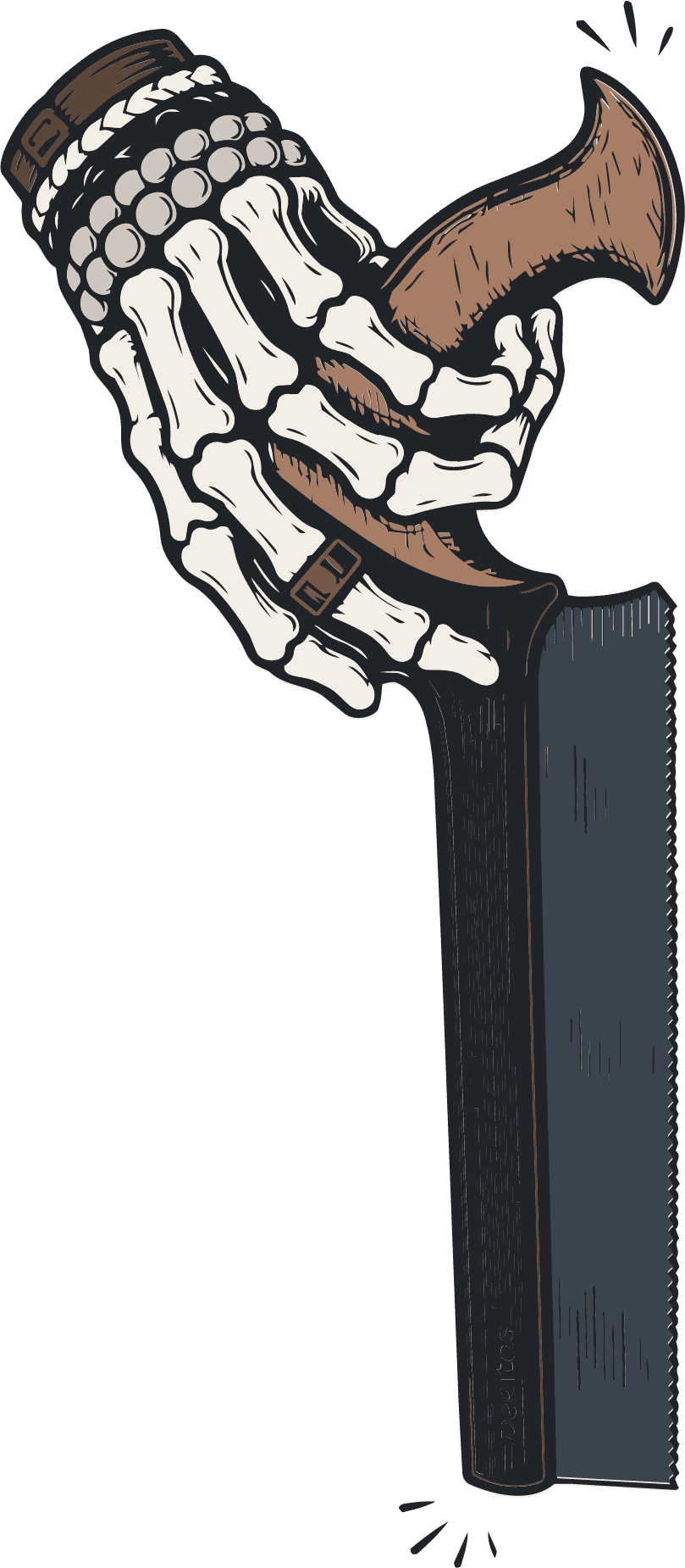 Hand holding a saw